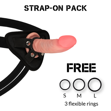 Dildo Realistico Dual Density con Imbracatura e Ventosa Impermeabile